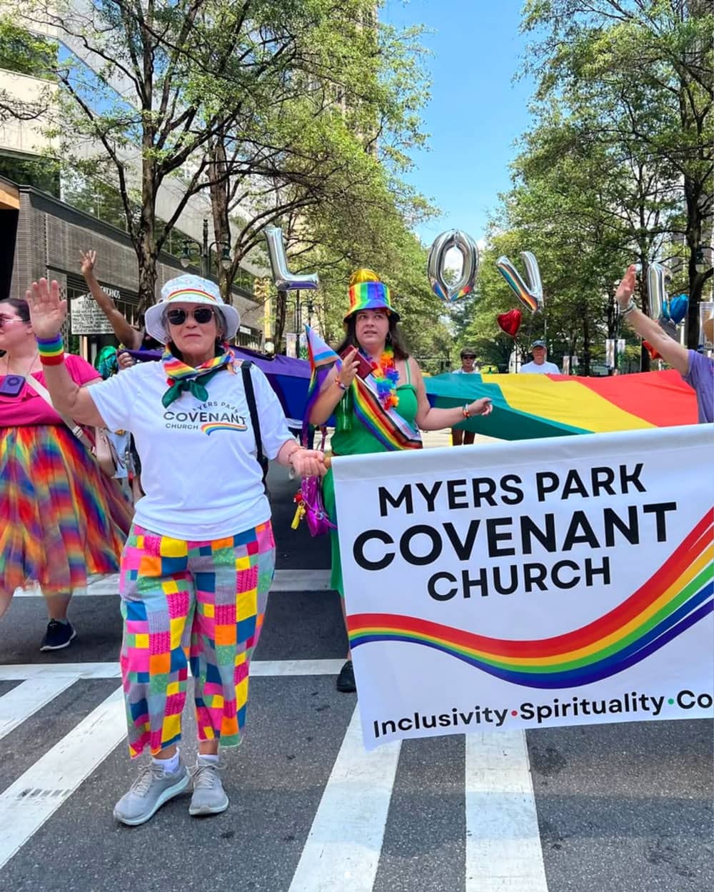 Myers Park Covenant Church Members Marching in a Pride Parade
